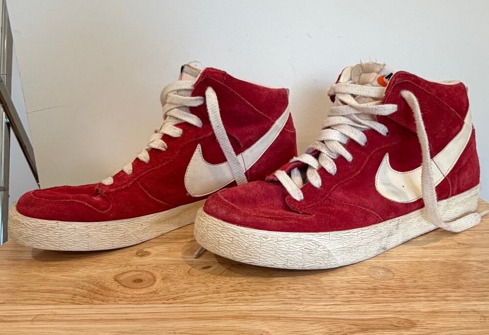 Nike Blazer Mid Suede Sneakers Red and White Collectible 2010s Air Jordan